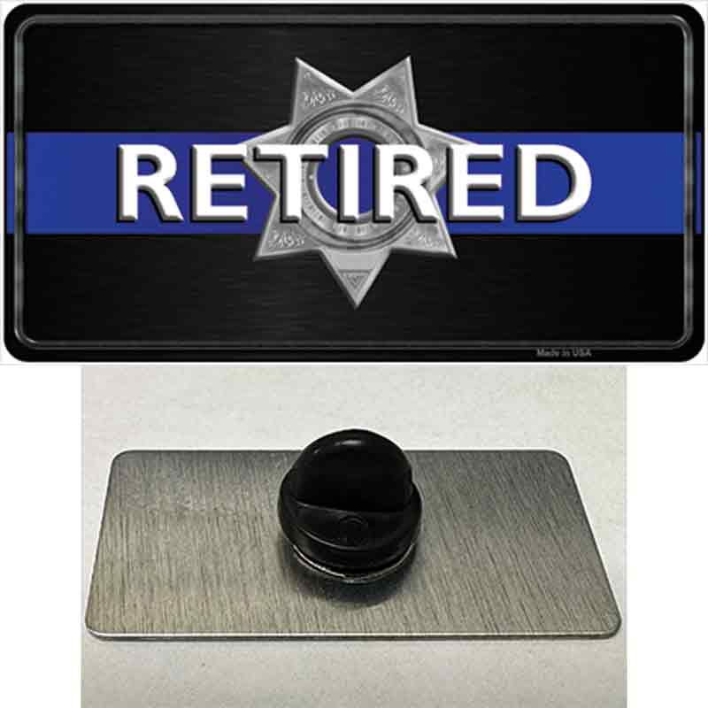 Thin Blue Line Retired Police Novelty Metal Hat Pin