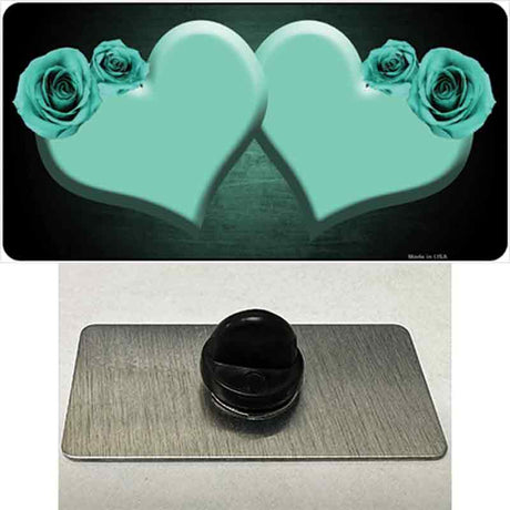 Hearts Over Roses In Mint Novelty Metal Hat Pin