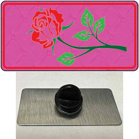 Illustrated Rose On Pink Chaise Lounge Novelty Metal Hat Pin