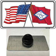 Arkansas Crossed US Flag Novelty Metal Hat Pin