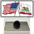 California Crossed US Flag Novelty Metal Hat Pin