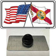 Florida Crossed US Flag Novelty Metal Hat Pin