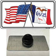 Iowa Crossed US Flag Novelty Metal Hat Pin