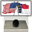 North Carolina Crossed US Flag Novelty Metal Hat Pin