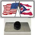 Ohio Crossed US Flag Novelty Metal Hat Pin