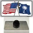 South Carolina Crossed US Flag Novelty Metal Hat Pin