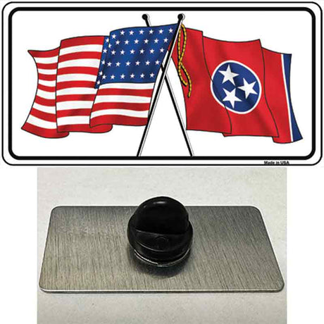 Tennessee Crossed US Flag Novelty Metal Hat Pin