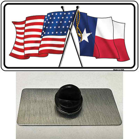 Texas Crossed US Flag Novelty Metal Hat Pin