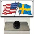 Sweden Crossed US Flag Novelty Metal Hat Pin