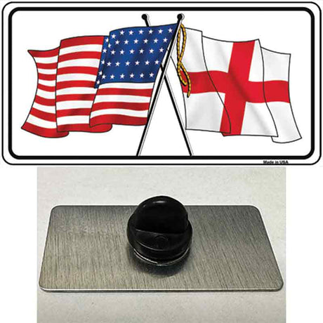 England Crossed US Flag Novelty Metal Hat Pin