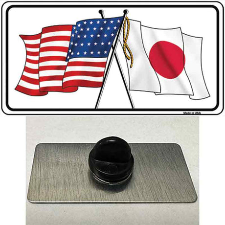 Japan Crossed US Flag Novelty Metal Hat Pin