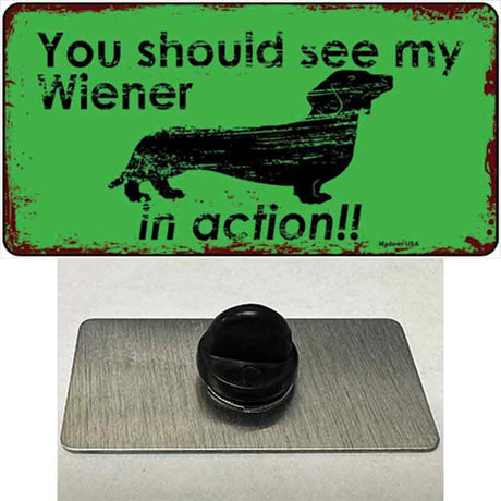 Wiener In Action Novelty Metal Hat Pin