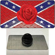 Confederate Flag With Red Rose Novelty Metal Hat Pin