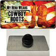 My Hero Wears Cowboy Boots Novelty Metal Hat Pin