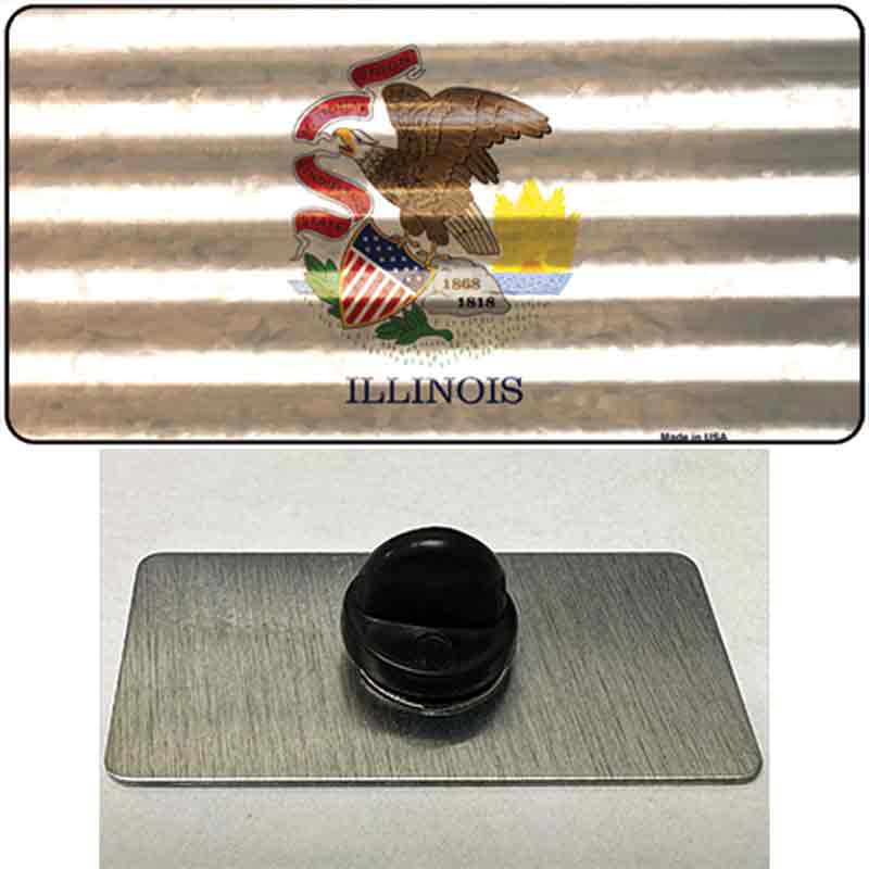 Illinois Corrugated Flag Novelty Metal Hat Pin