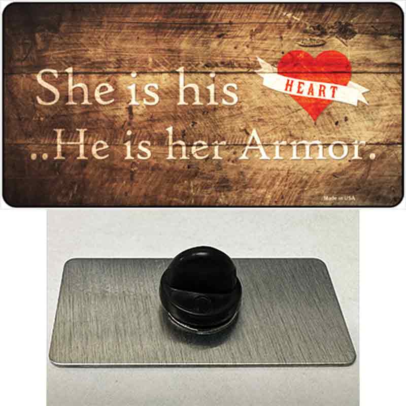 His Heart Her Armor Novelty Metal Hat Pin