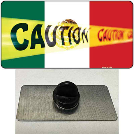 Caution Mexico Flag Novelty Metal Hat Pin