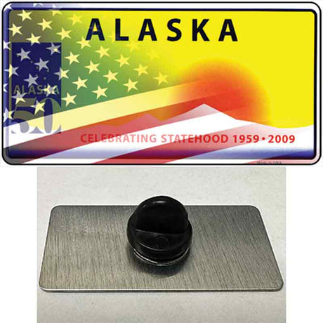 Alaska with American Flag Novelty Metal Hat Pin