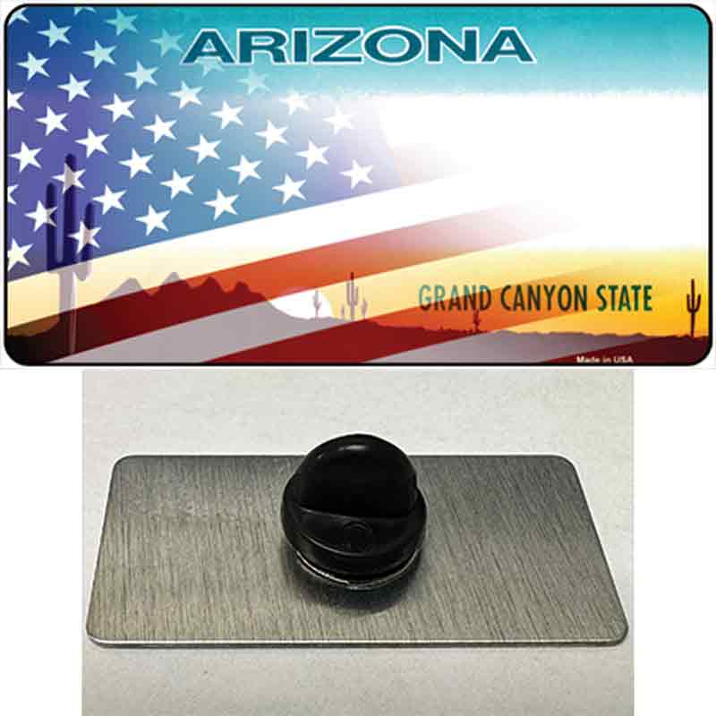 Arizona with American Flag Novelty Metal Hat Pin