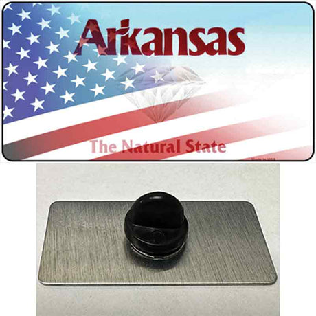 Arkansas with American Flag Novelty Metal Hat Pin