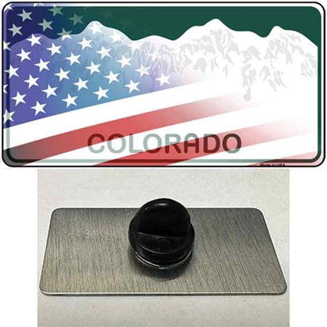 Colorado with American Flag Novelty Metal Hat Pin