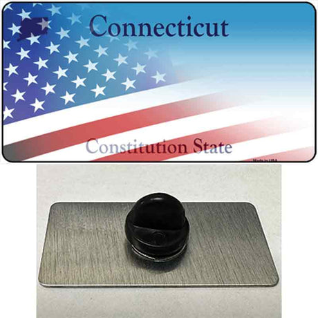 Connecticut with American Flag Novelty Metal Hat Pin