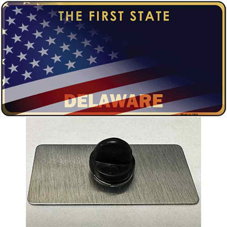 Delaware with American Flag Novelty Metal Hat Pin