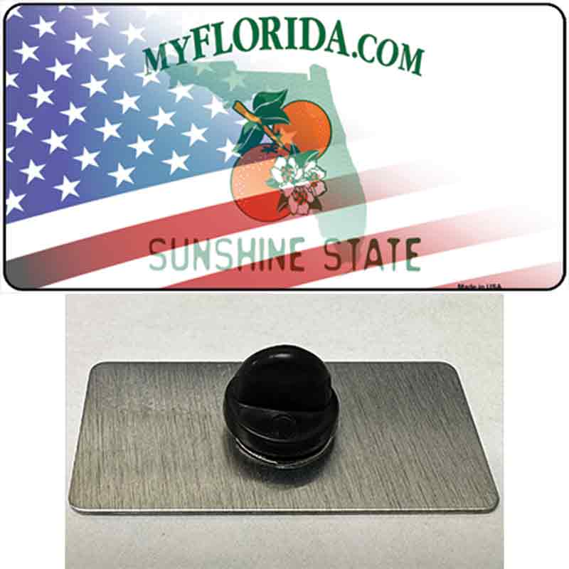 Florida with American Flag Novelty Metal Hat Pin