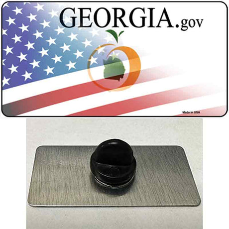 Georgia with American Flag Novelty Metal Hat Pin