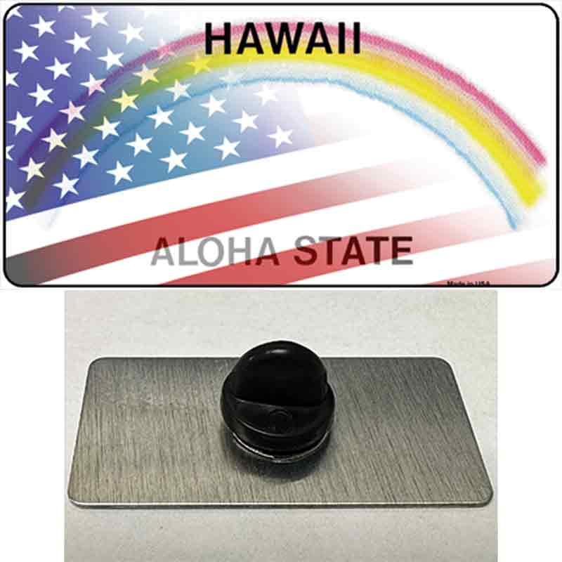 Hawaii with American Flag Novelty Metal Hat Pin