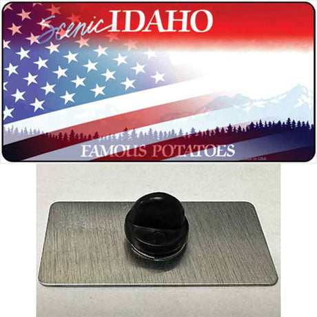 Idaho with American Flag Novelty Metal Hat Pin