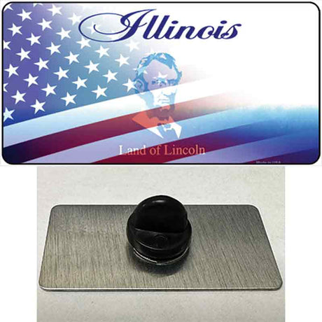 Illinois with American Flag Novelty Metal Hat Pin