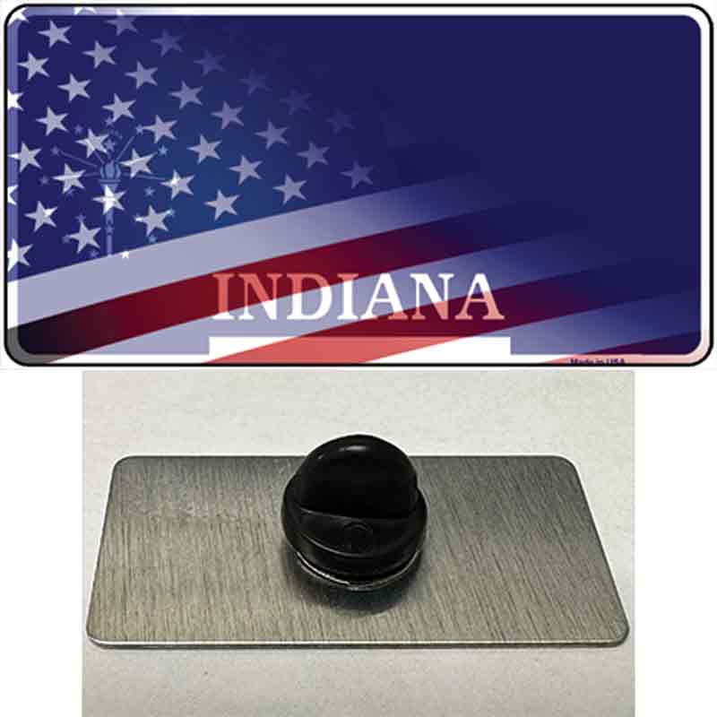 Indiana with American Flag Novelty Metal Hat Pin