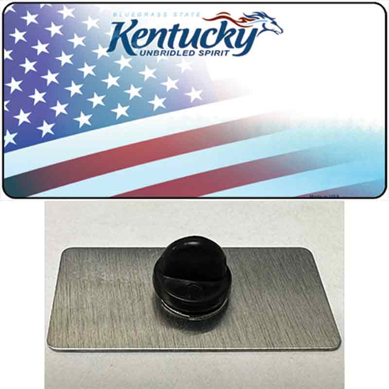 Kentucky with American Flag Novelty Metal Hat Pin