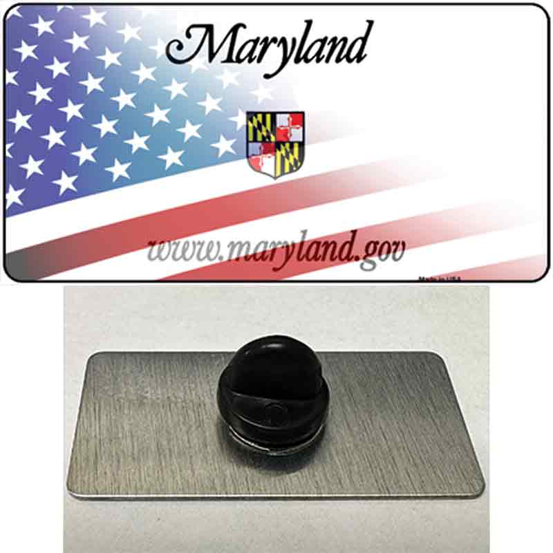 Maryland with American Flag Novelty Metal Hat Pin