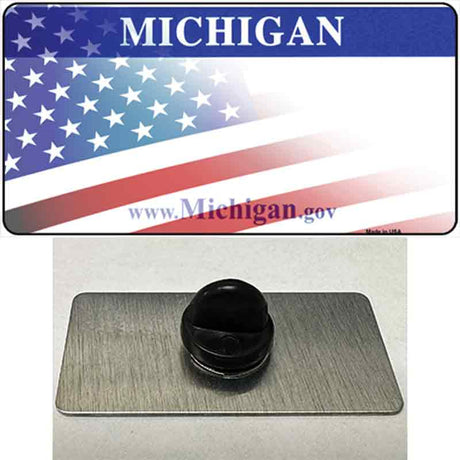 Michigan with American Flag Novelty Metal Hat Pin