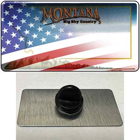 Montana with American Flag Novelty Metal Hat Pin