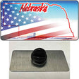 Nebraska with American Flag Novelty Metal Hat Pin