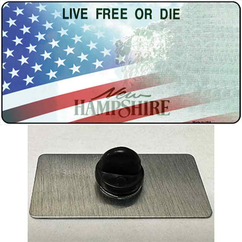 New Hampshire with American Flag Novelty Metal Hat Pin