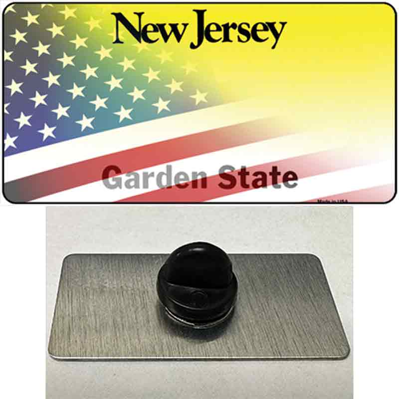 New Jersey with American Flag Novelty Metal Hat Pin