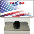 North Carolina with American Flag Novelty Metal Hat Pin