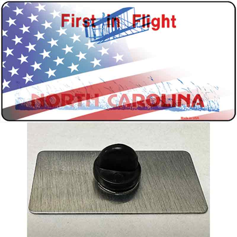 North Carolina with American Flag Novelty Metal Hat Pin