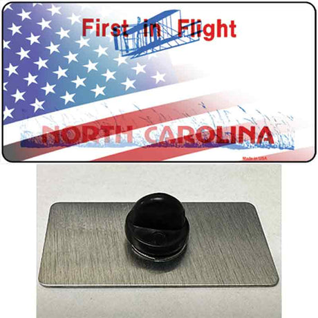 North Carolina with American Flag Novelty Metal Hat Pin