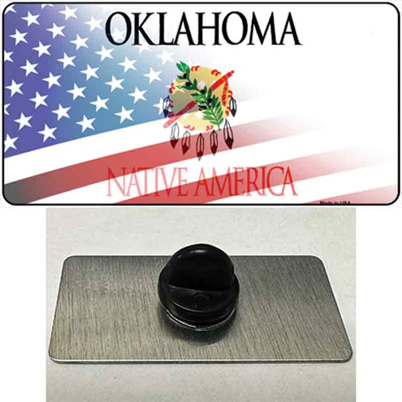 Oklahoma with American Flag Novelty Metal Hat Pin