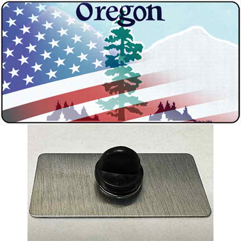 Oregon with American Flag Novelty Metal Hat Pin