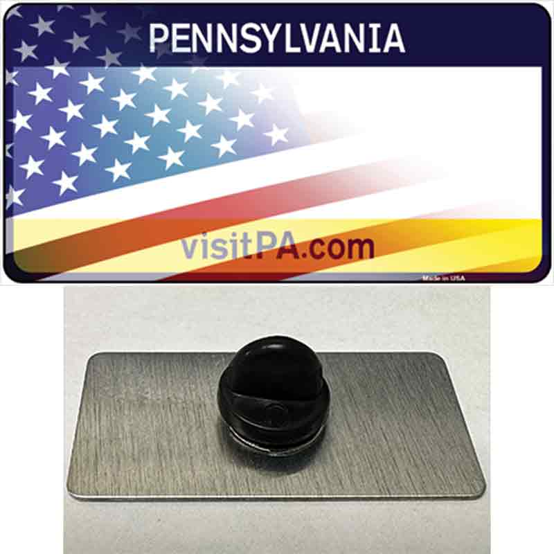 Pennsylvania with American Flag Novelty Metal Hat Pin