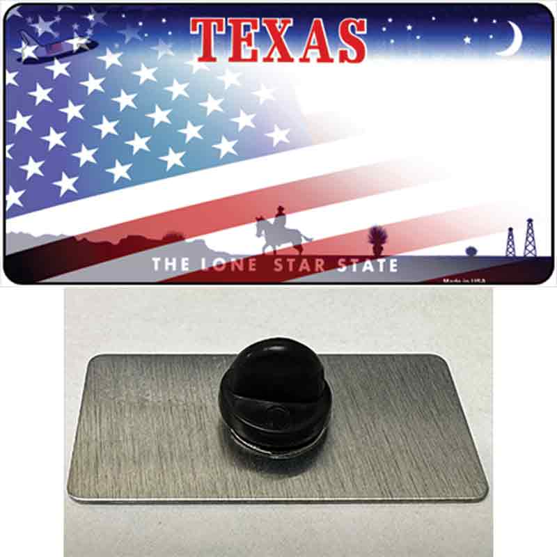 Texas with American Flag Novelty Metal Hat Pin