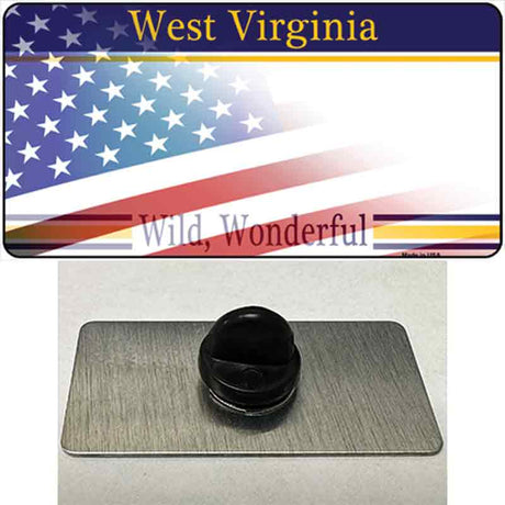 West Virginia with American Flag Novelty Metal Hat Pin