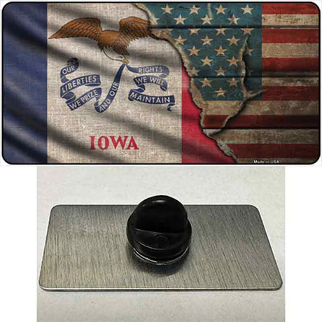 Iowa/American Flag Novelty Metal Hat Pin