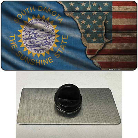 South Dakota/American Flag Novelty Metal Hat Pin